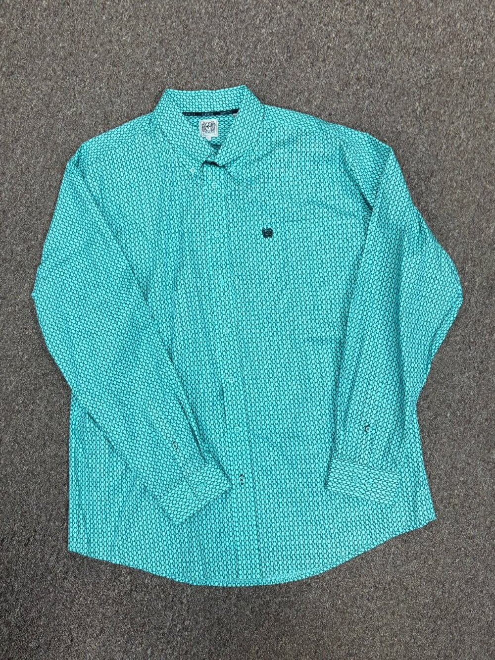 Cinch Men's Long Sleeve Button down Western Shirt - Teal Print
